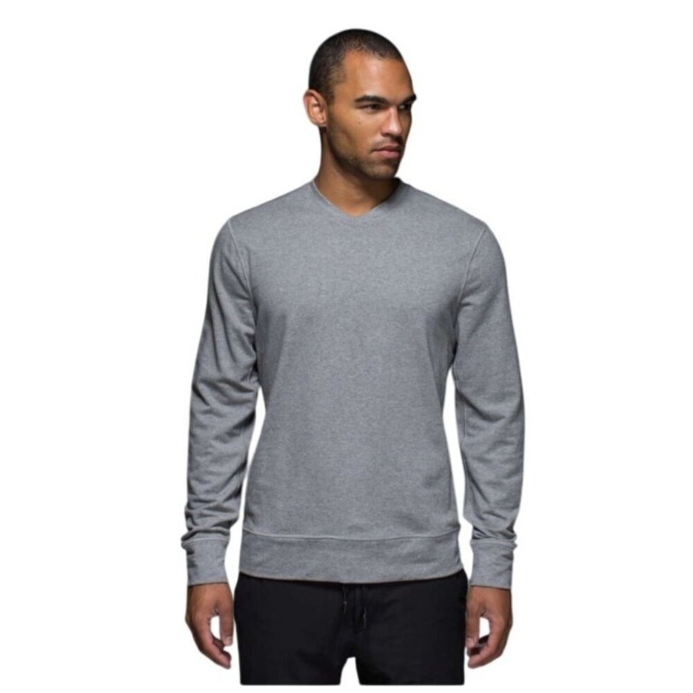 Lululemon Transit Long Sleeve V Heathered Medium Grey / Slate mens‎ medium